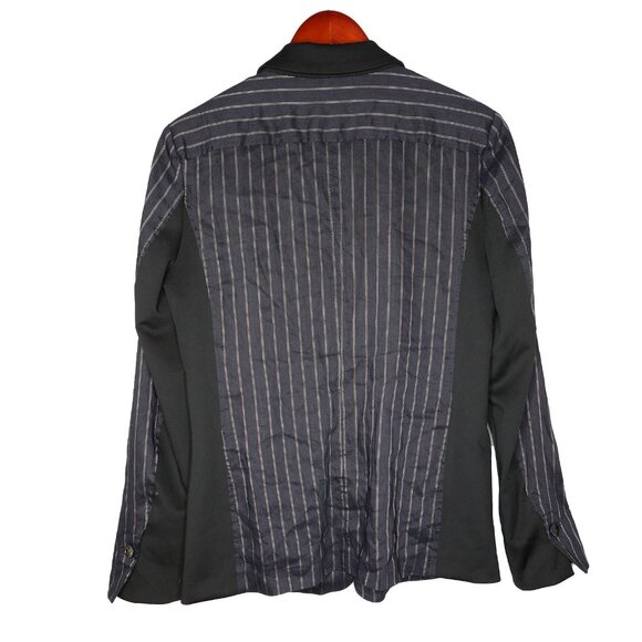 Marc Cain Linen Blend Striped Blazer Lightweight Jacket Navy Black Stretch - Picture 5 of 11